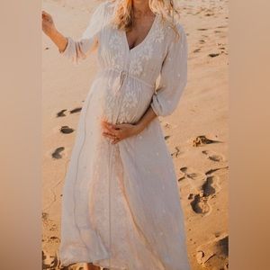 Free People light pink embroidered flower dress Size S